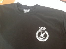 Here's how the design looked on the shirts with a one colour screenprint.
